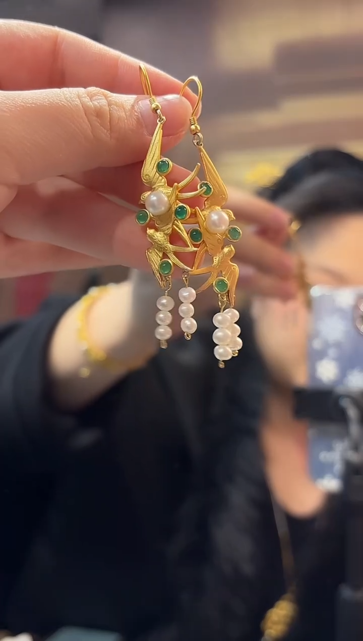 无925银飞燕耳环/对