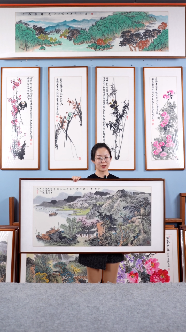 【闪购商品】国画张现军《家居青山绿水畔》手绘122*62