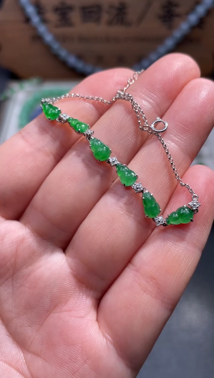 【闪购商品】翡翠手链18K金镶嵌24.............