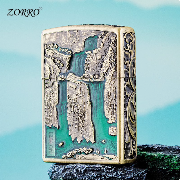 ZORRO佐罗高山流水防风煤油打火机个性创意老式雕刻过生日送礼物