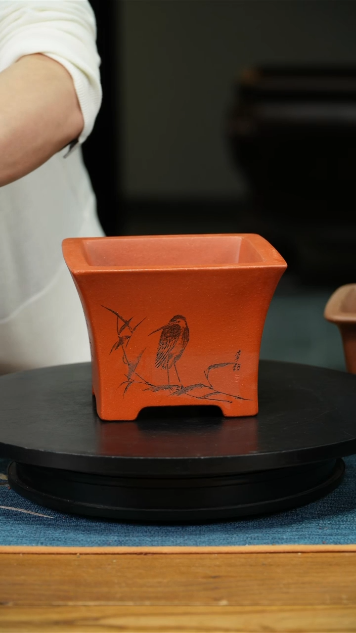 紫砂花盆勿**安李超紫砂兰花盆