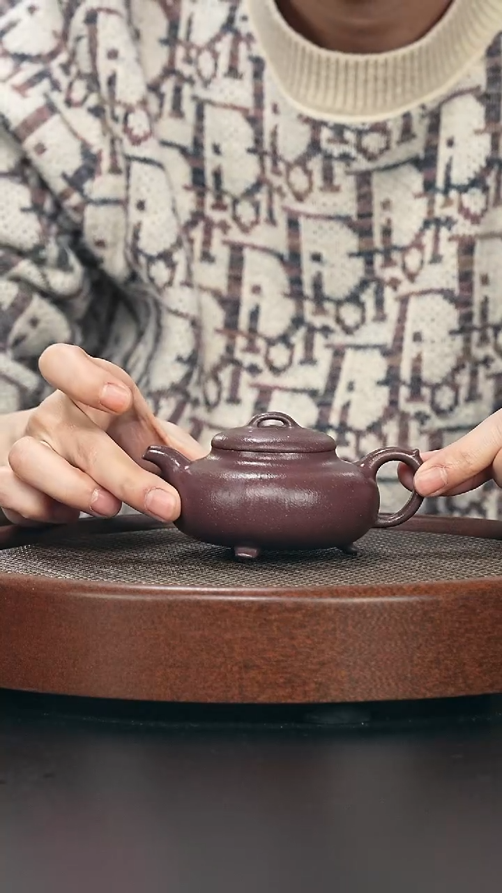 茶壶紫砂三足-紫泥-全手工无添加-160cc