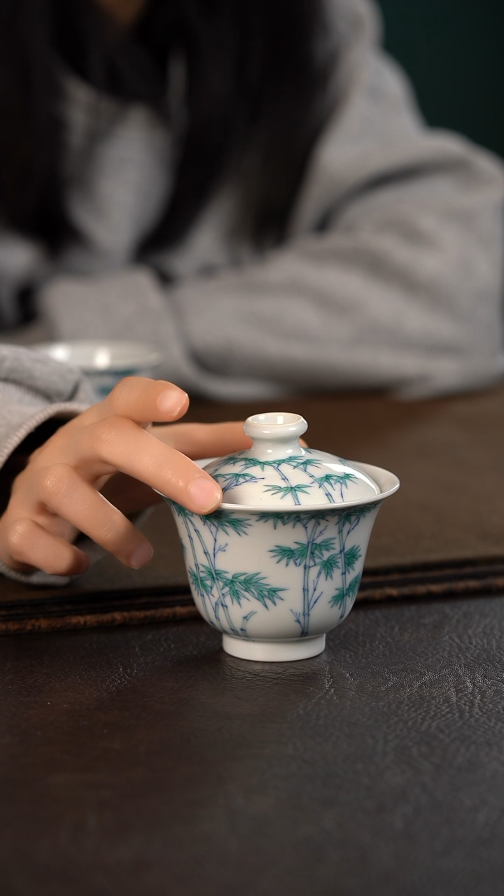 【闪购商品】杯云霞珍藏斗彩灵石竹子盖碗