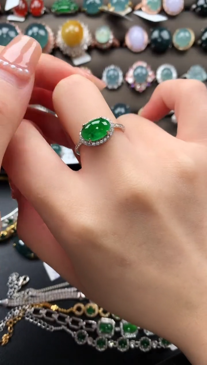 【闪购商品】翡翠戒指银S925镶嵌52141