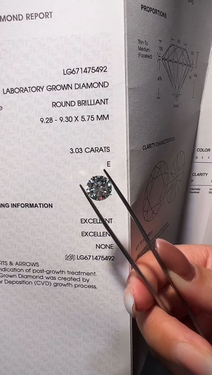 【闪购商品】实验室培育钻石裸石未镶嵌LG5492 3.03ct 