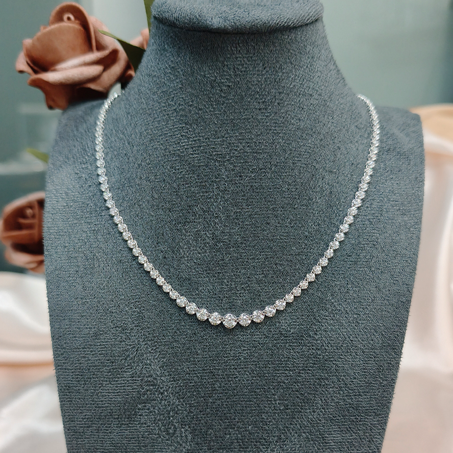 18K金镶嵌天然钻石项饰 42cm高级感圆钻大钻版豪华钻石项链