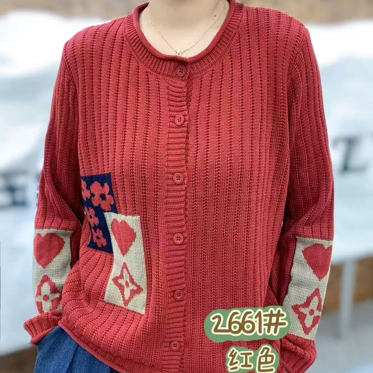 2661文艺复古春季新款纯色绣花洋气减龄百搭休闲针织棉线开衫