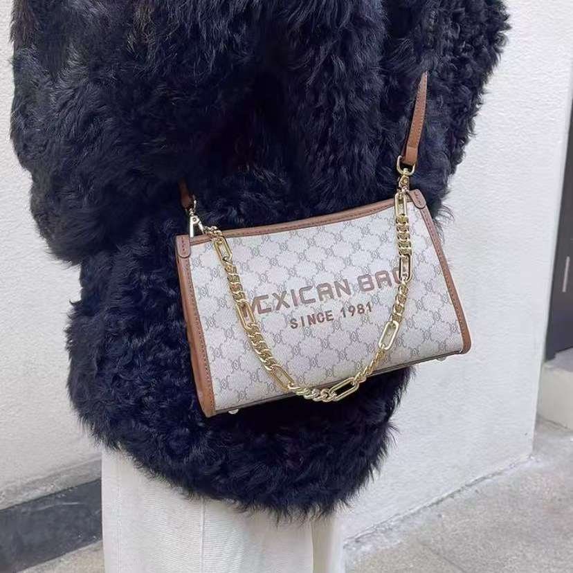 稻草人女包时尚百搭洋气印花高品质容量单肩斜挎包手拎包手提包