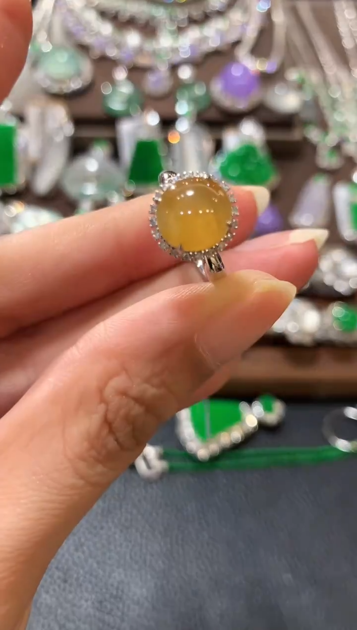 18K金镶嵌戒指翡翠m159多样性一件发货2