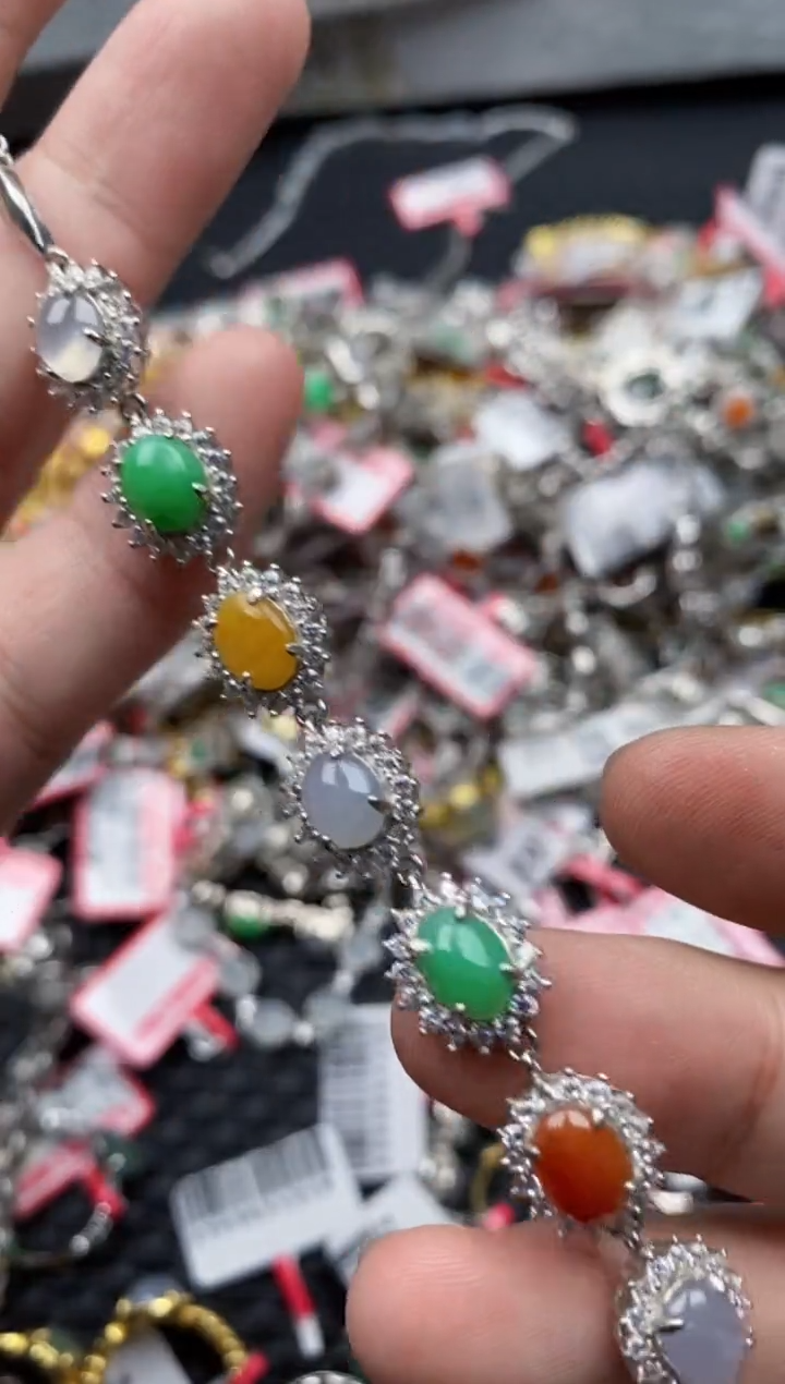 【闪购商品】翡翠戒指银S925镶嵌5555--8