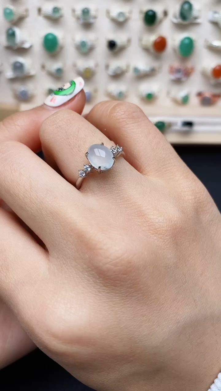 【闪购商品】翡翠戒指银S925镶嵌缅甸翡翠