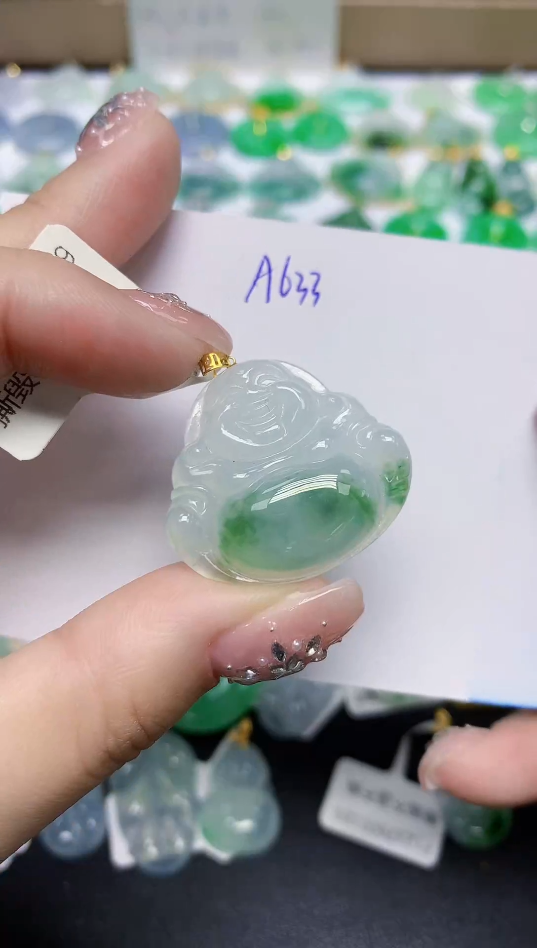 颈饰18K金镶嵌翡翠天然缅甸翡翠A货翡翠百元以上9元证书费自理