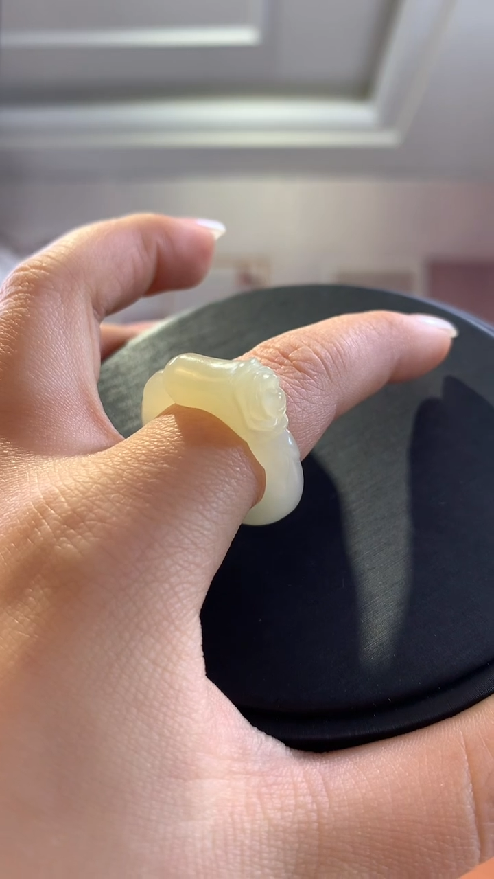 未镶嵌和田玉挂件玫瑰花戒圈