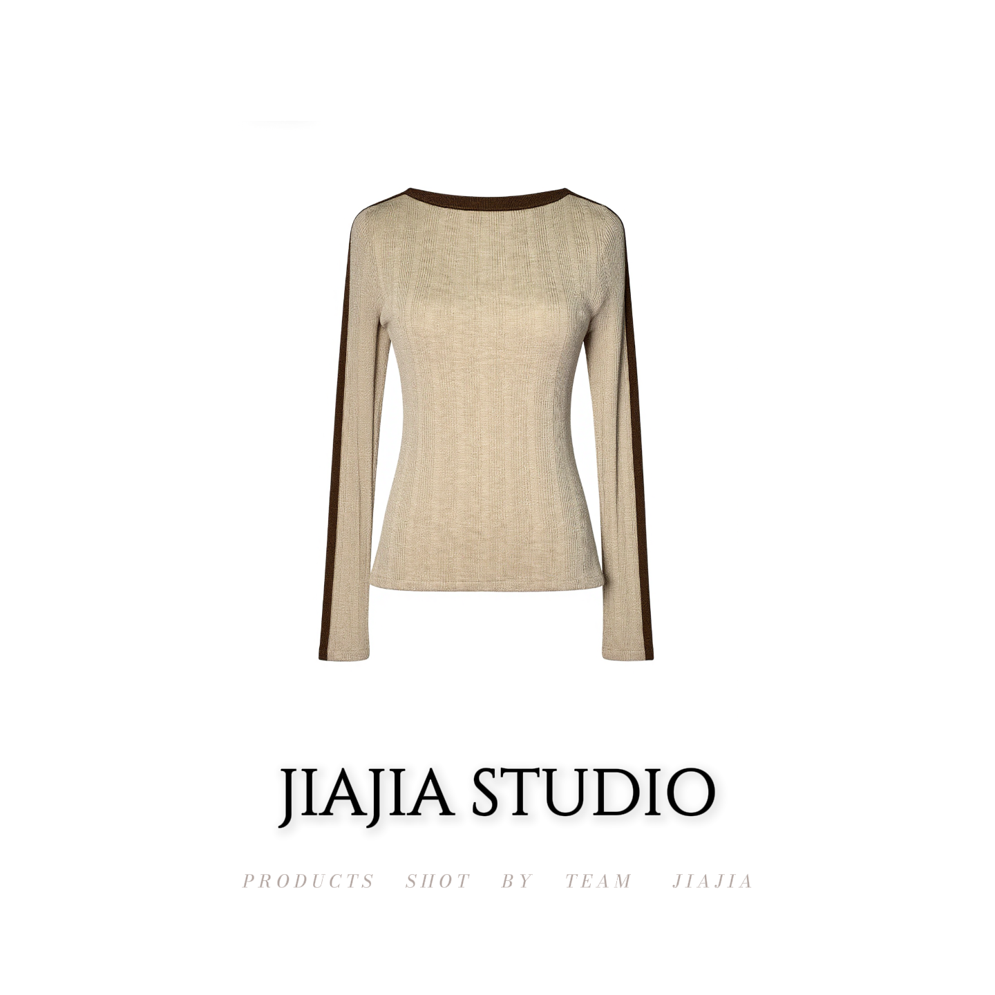 嘉嘉严选「温存」针织新款撞色一字领显瘦百搭羊毛打底