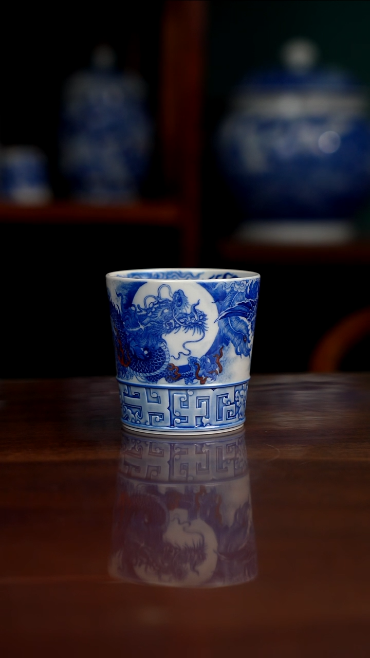 自成堂柴窑 龙凤可乐杯
