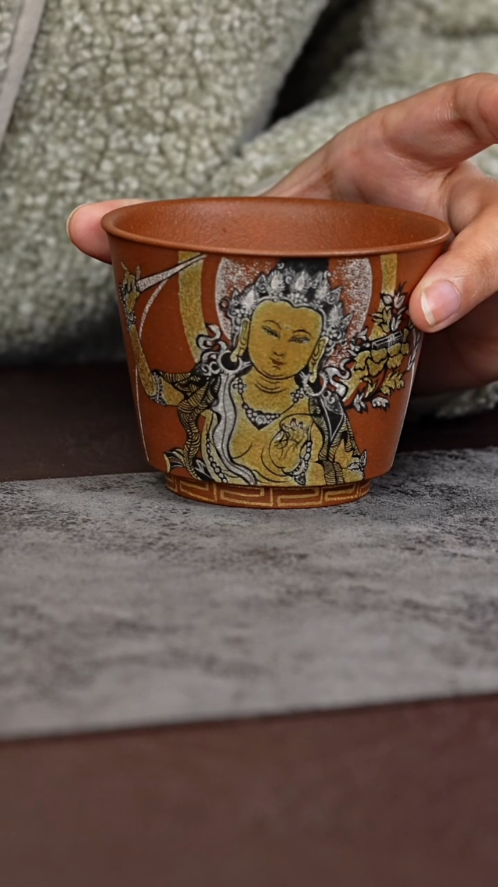 茶杯紫泥降坡泥文殊六时吉祥