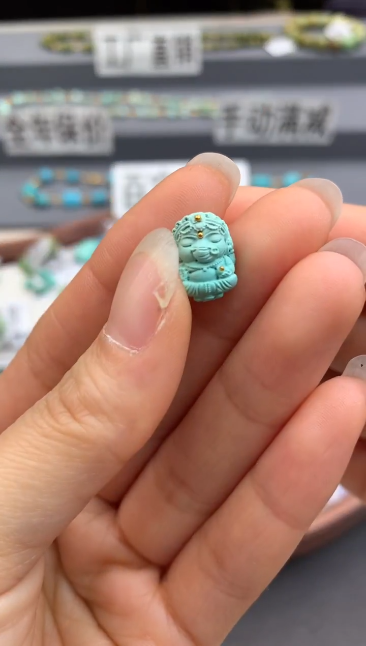 未镶嵌绿松石精工雕刻茜.G23