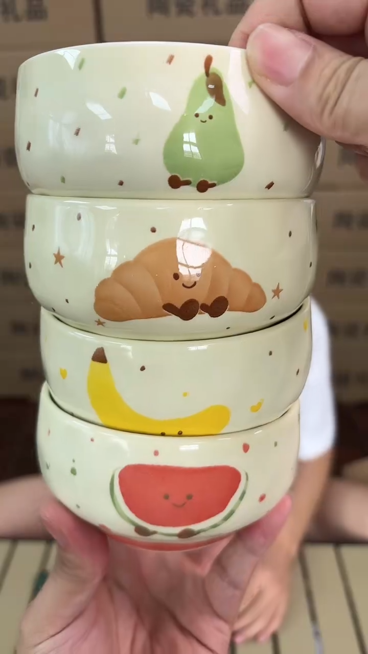 瓷片水果米饭碗四件套