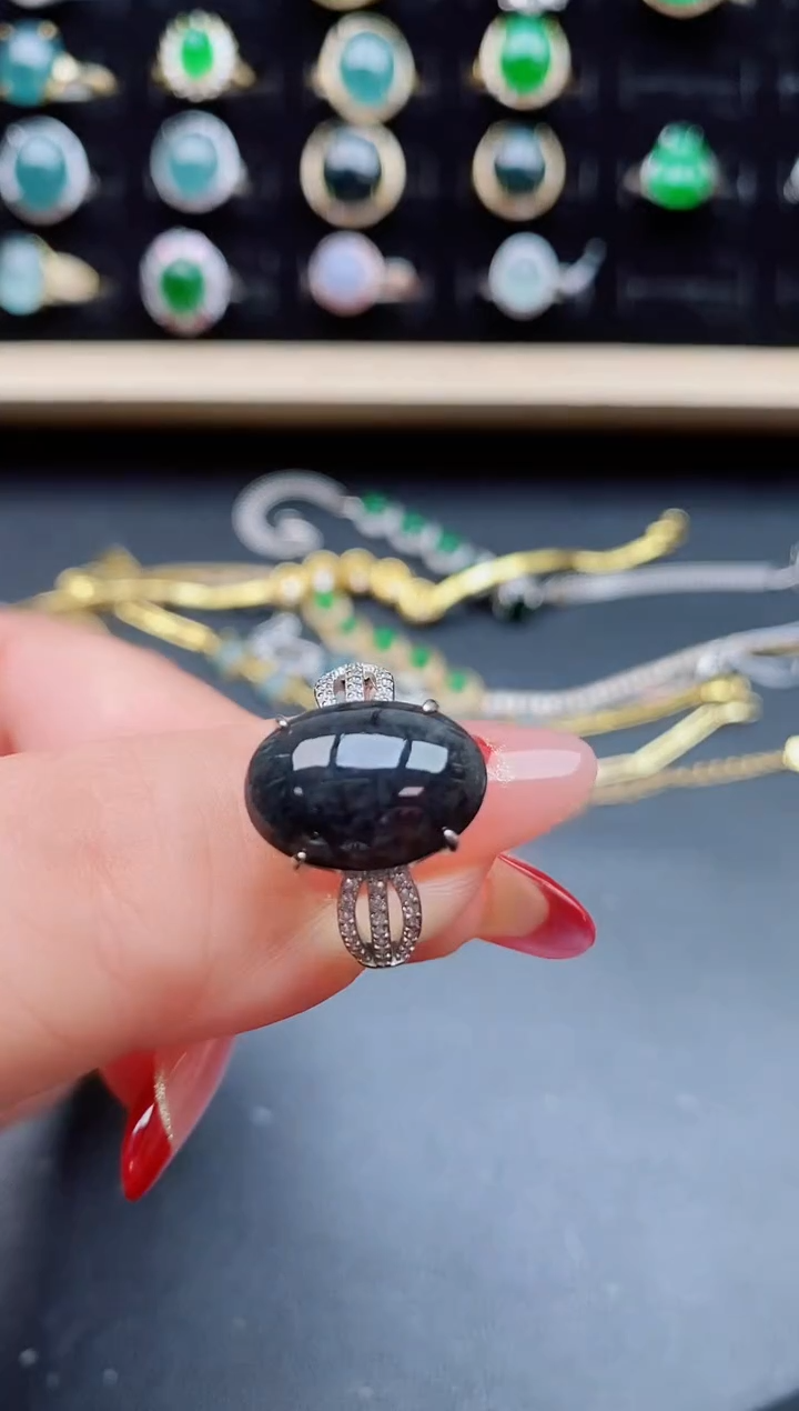 【闪购商品】翡翠戒指银S925镶嵌085050