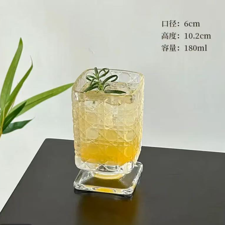 宫廷元素宝石纹手工饮品简约轻奢酒杯简约饮料杯玻璃杯