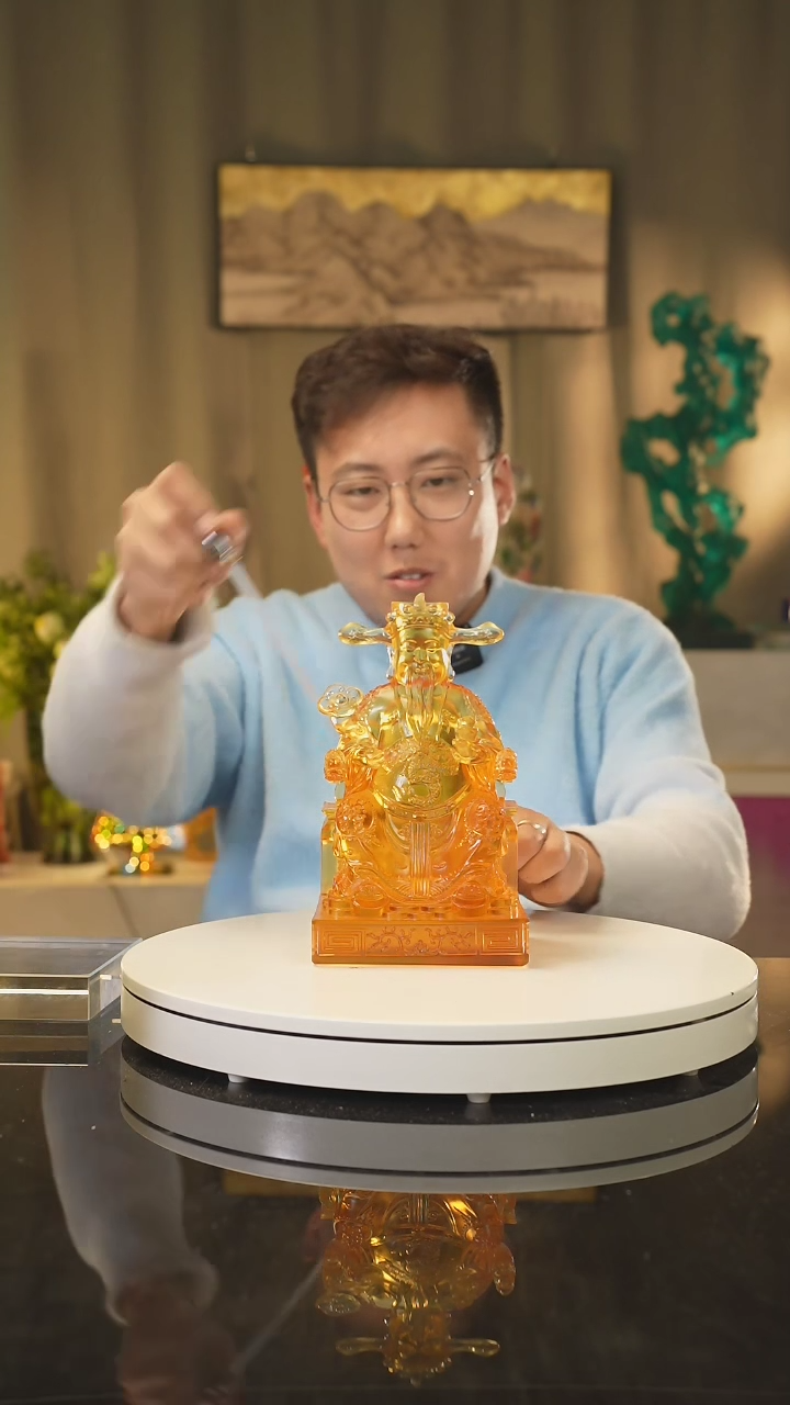 【闪购商品】雅致水晶琉璃 古法琉璃 大件文财神