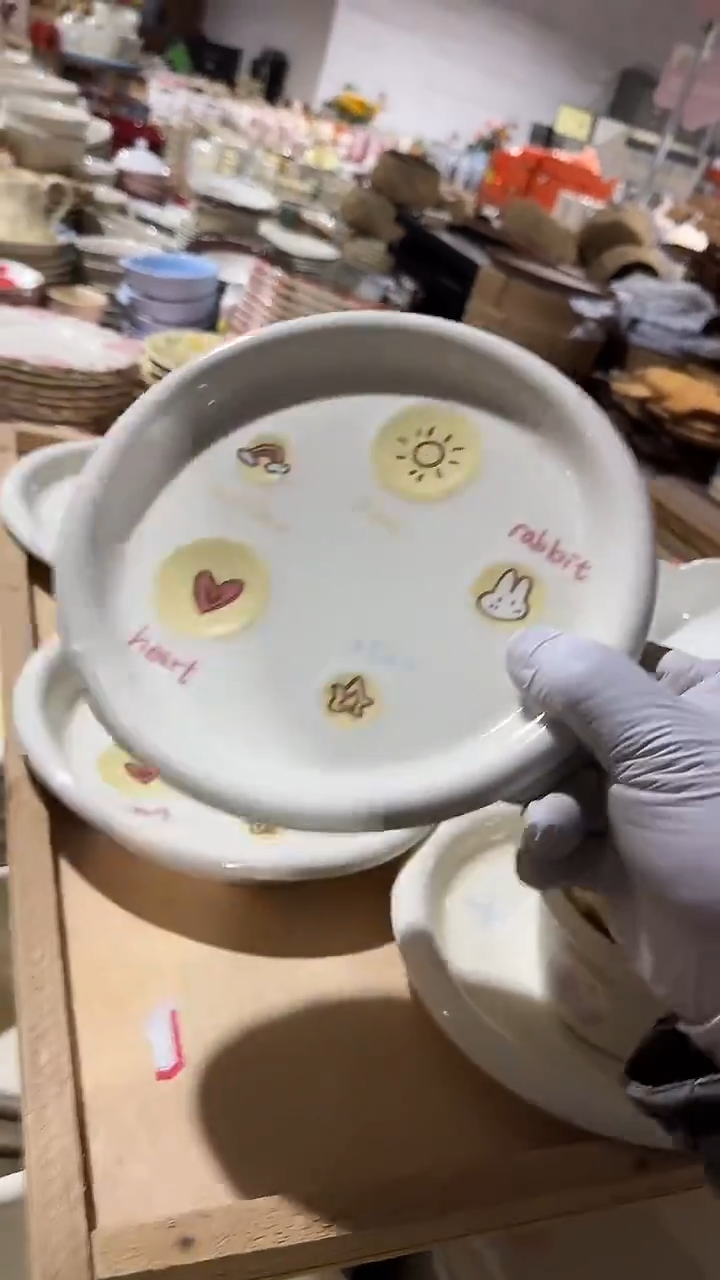 陶瓷8英寸胖胖反边盘微瑕 凑满20元包邮