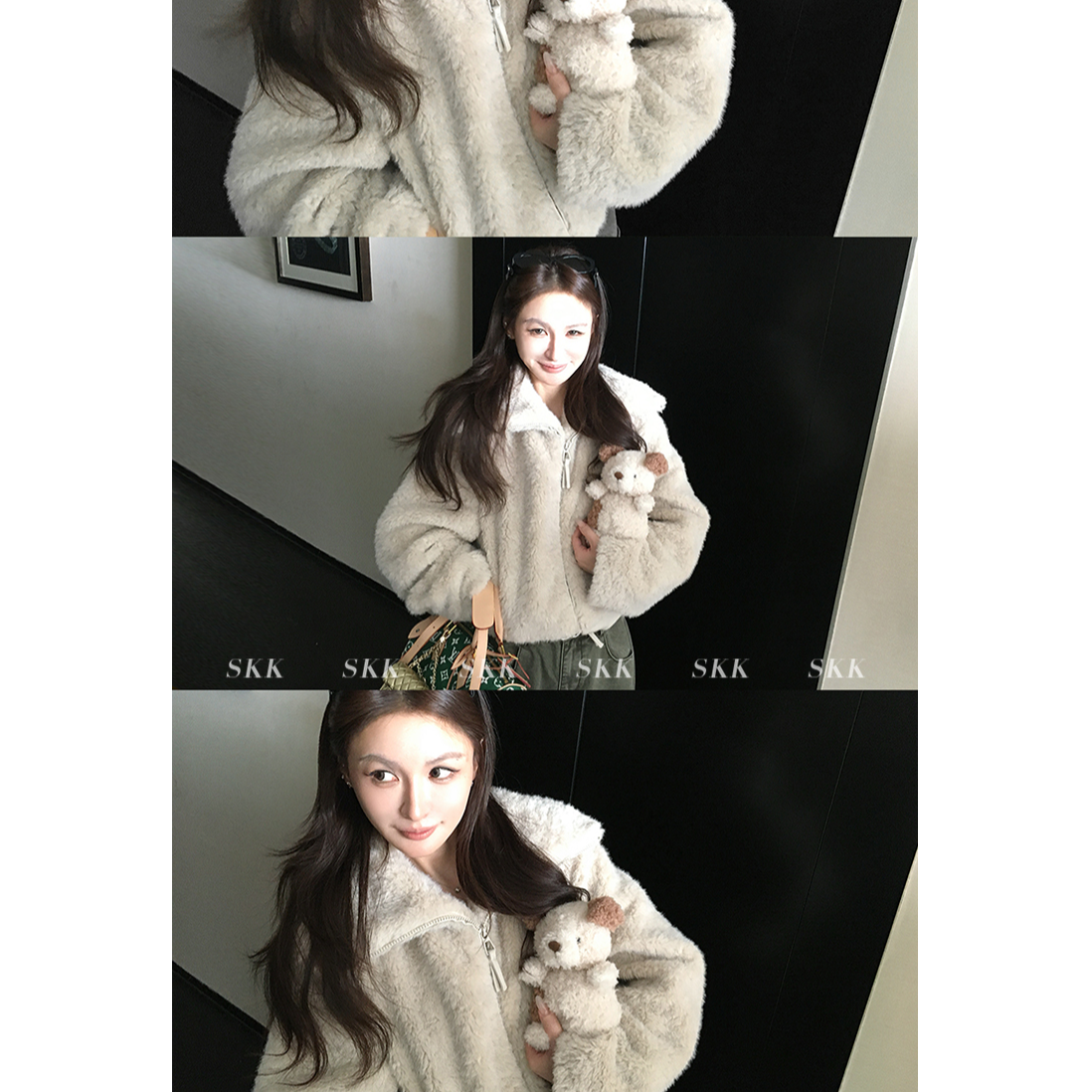 炽铂2025秋冬新款 巨好看韩系YB定制环保毛老钱毛毛外套女小香风