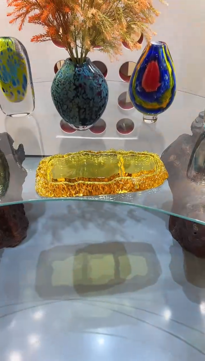 【闪购商品】茶宠琥珀金山河茶盘