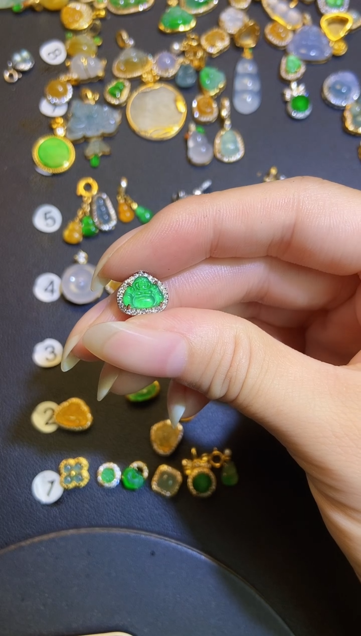 吊坠(不含链)银S925镶嵌翡翠1