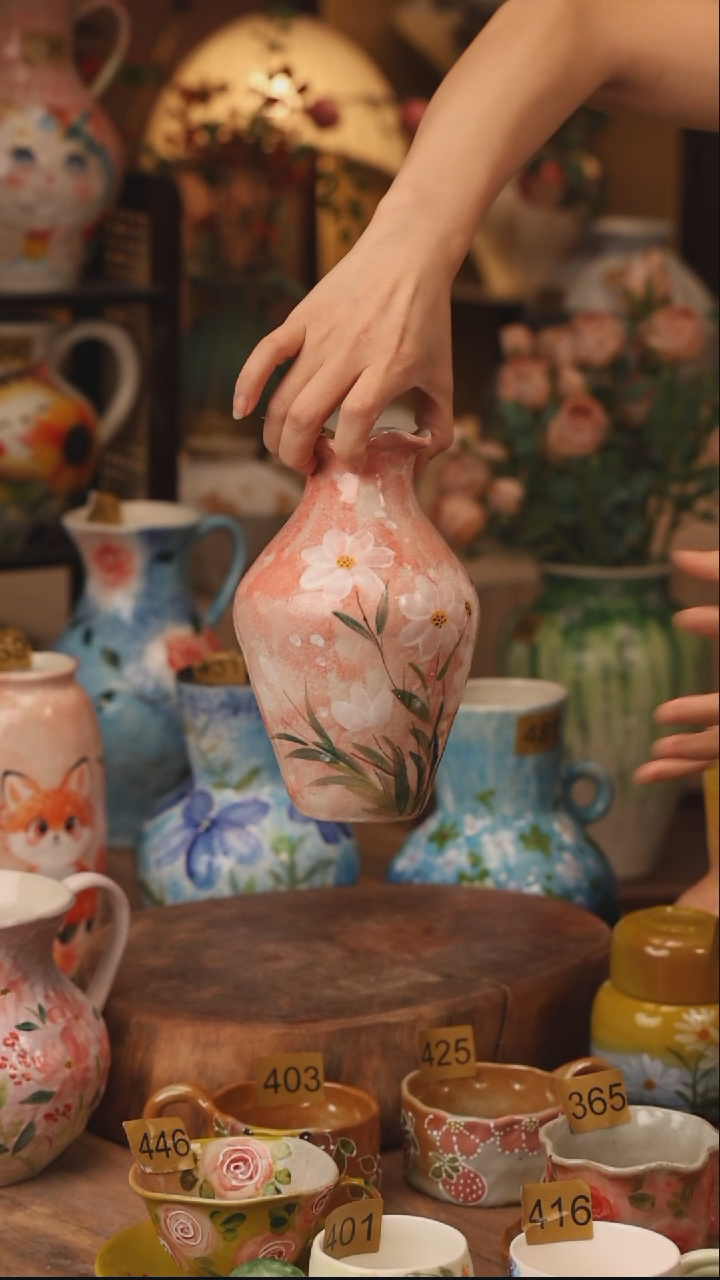 陶瓷126景德镇设计师手作花器摆件侘寂风