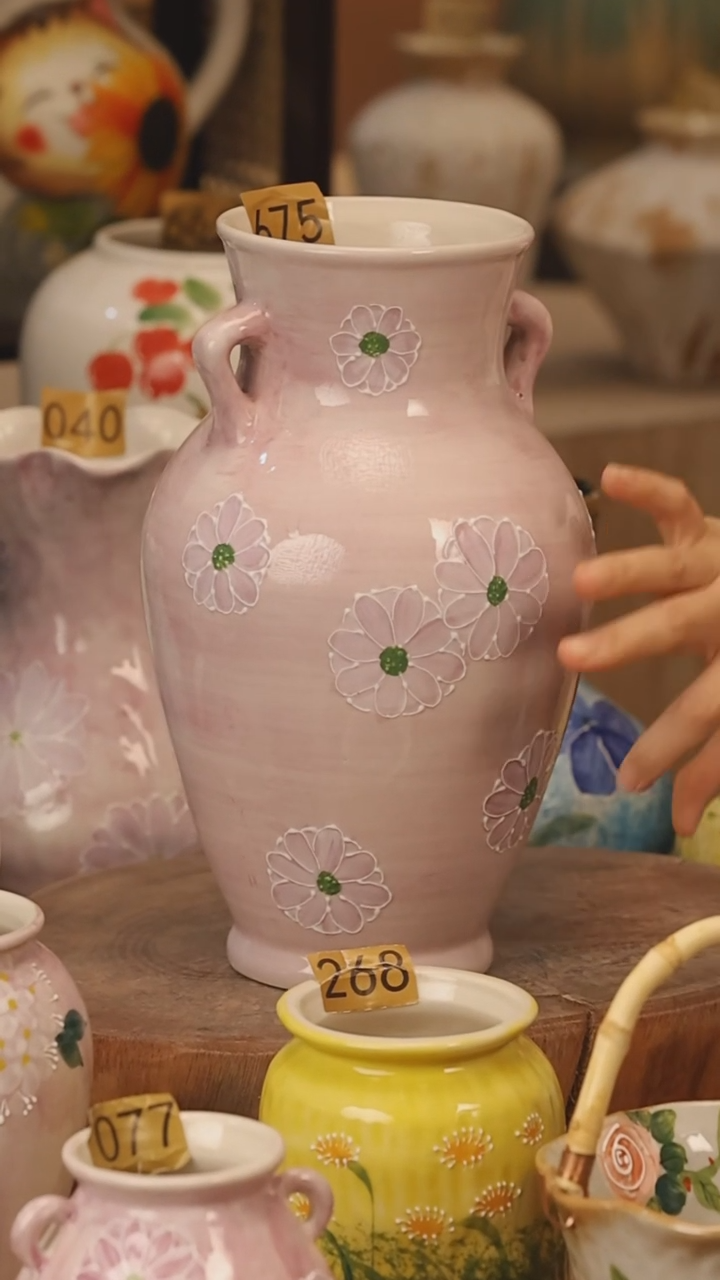 陶瓷景德镇设计师手作花器摆件侘寂风@M675@