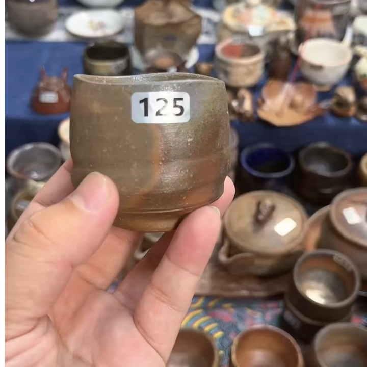 125备前烧主人杯重落灰牡丹饼柴烧杯陶瓷