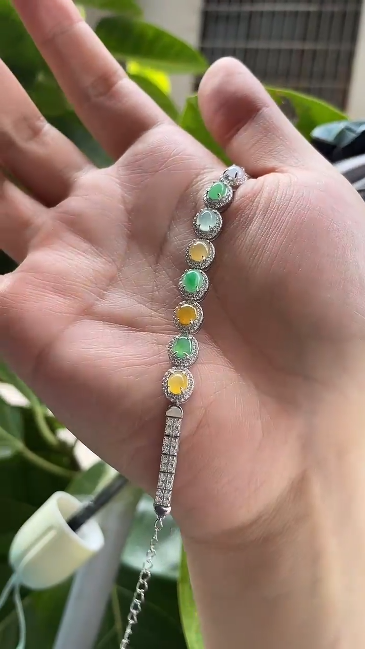 银S925镶嵌手链翡翠翡翠手链