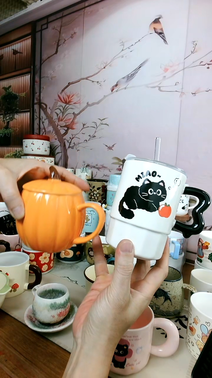 陶【****材【新品福利】南瓜杯子加猫咪杯