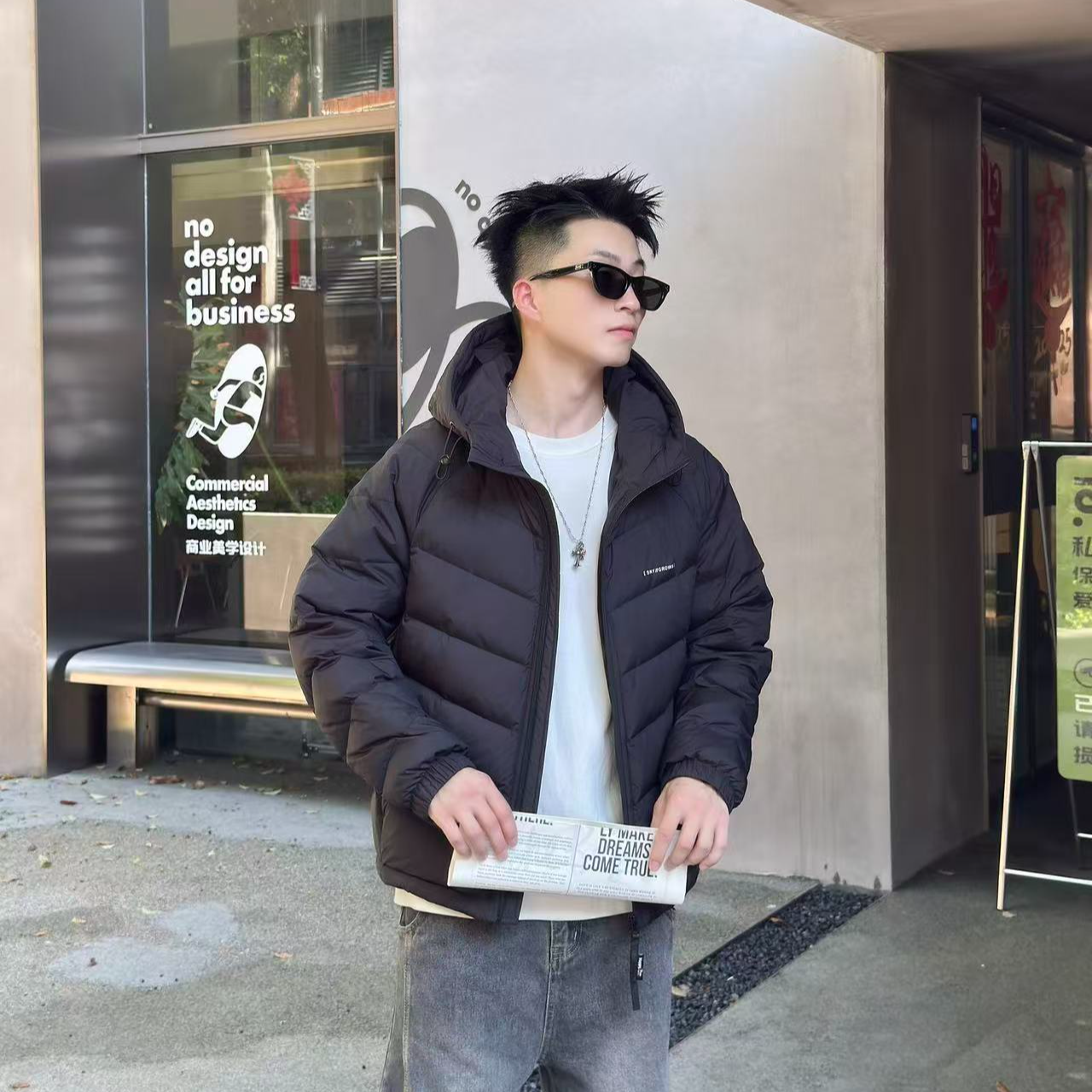 QIBIBA/七比八冬季连帽加厚排骨羽绒服保暖舒适显瘦有型百搭男