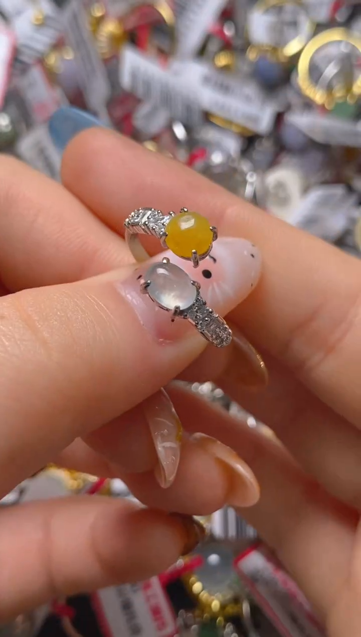 银S925镶嵌戒指翡翠百内无证书