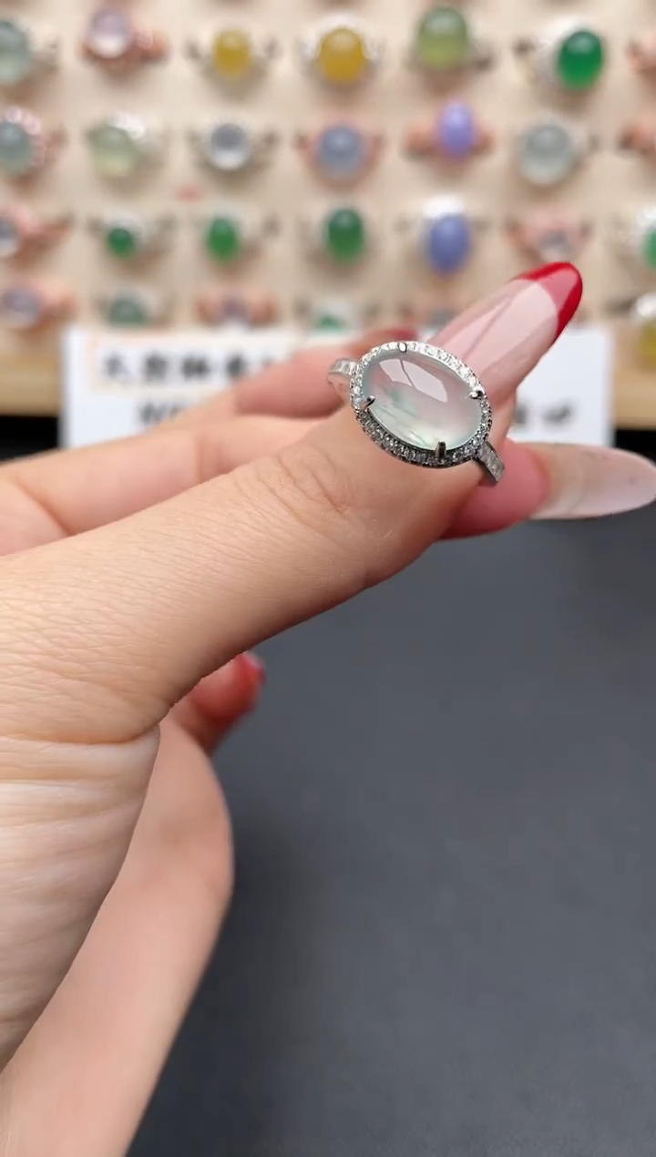 【闪购商品】翡翠戒指银S925镶嵌一物一证一礼盒