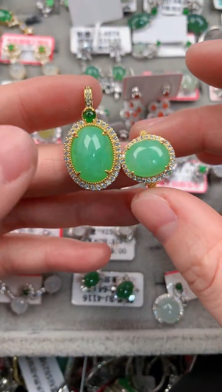 银S925镶嵌戒指翡翠55---5