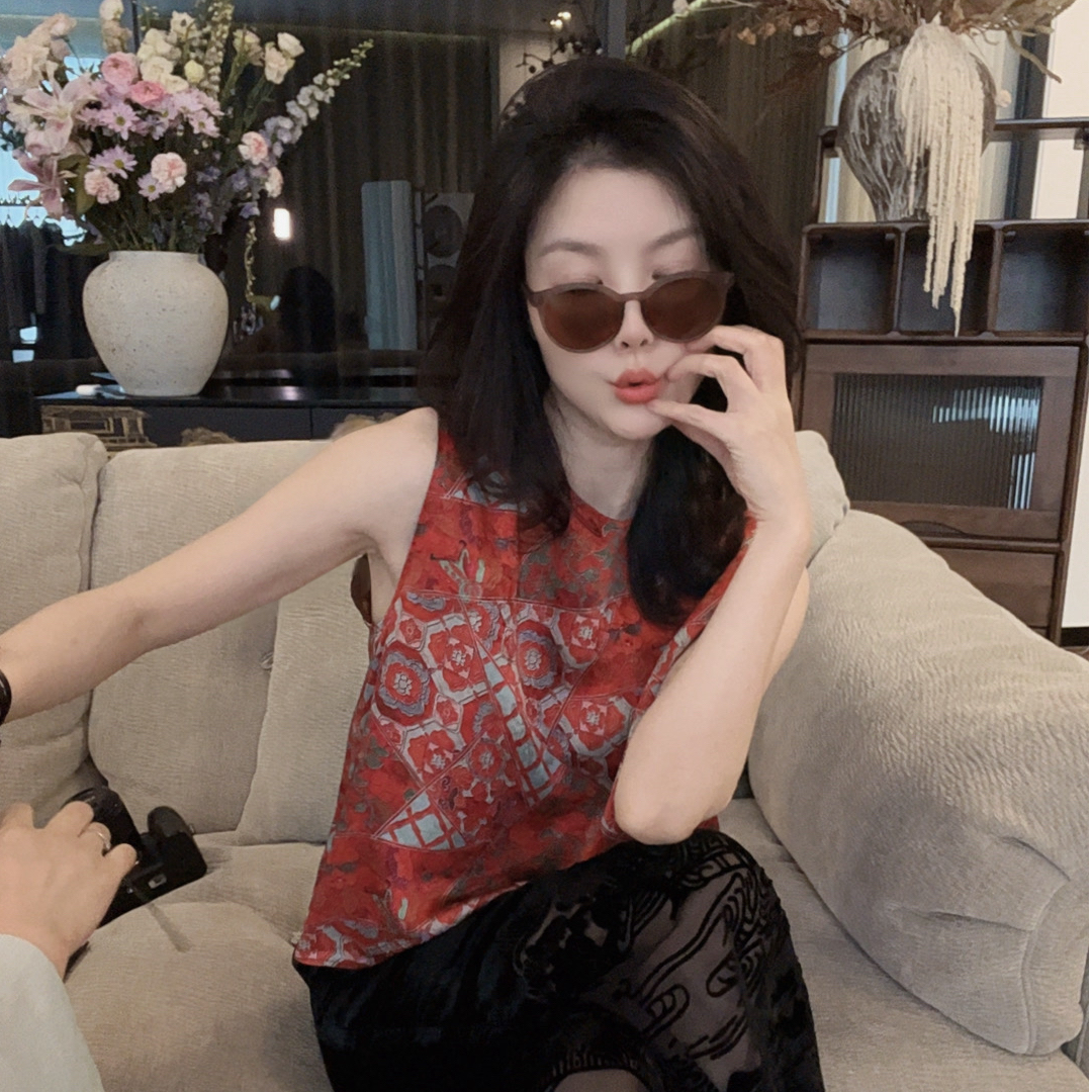 【悦悦专属】新中式剪纸图案显瘦无袖马甲Y472