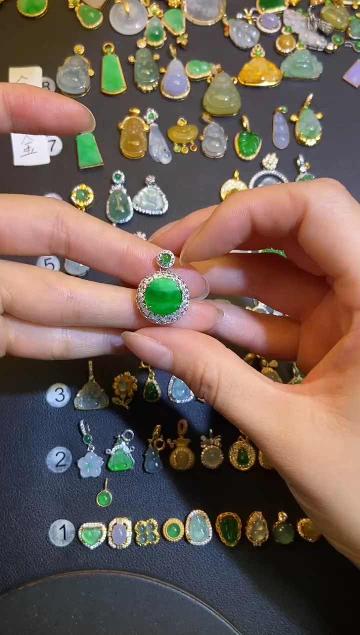 吊坠(不含链)银S925镶嵌翡翠1