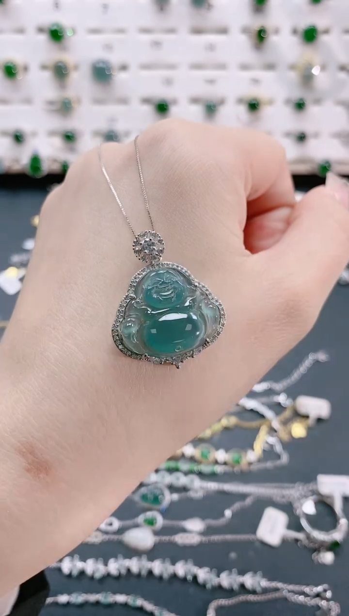【闪购商品】翡翠颈饰银S925镶嵌天然翡翠