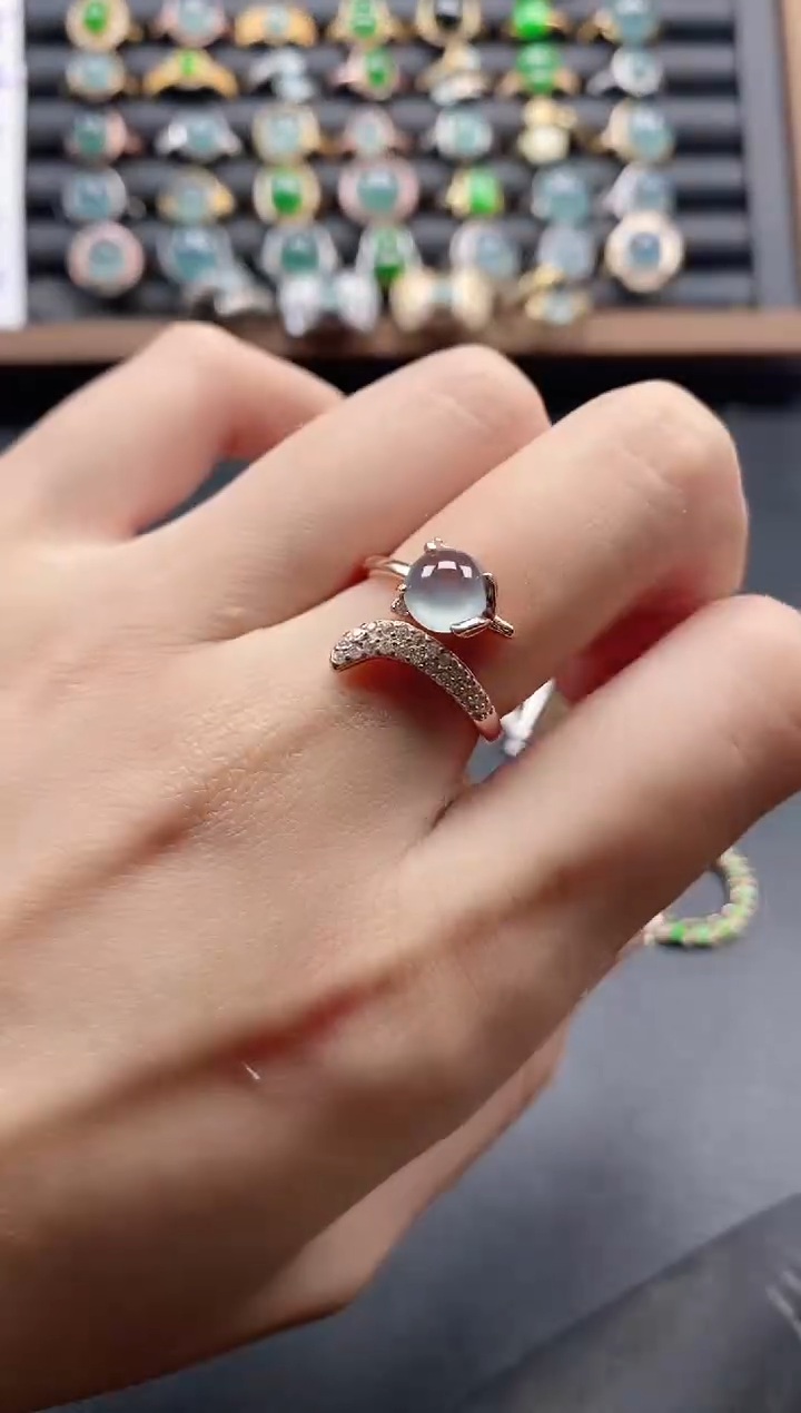 银S925镶嵌戒指翡翠5111