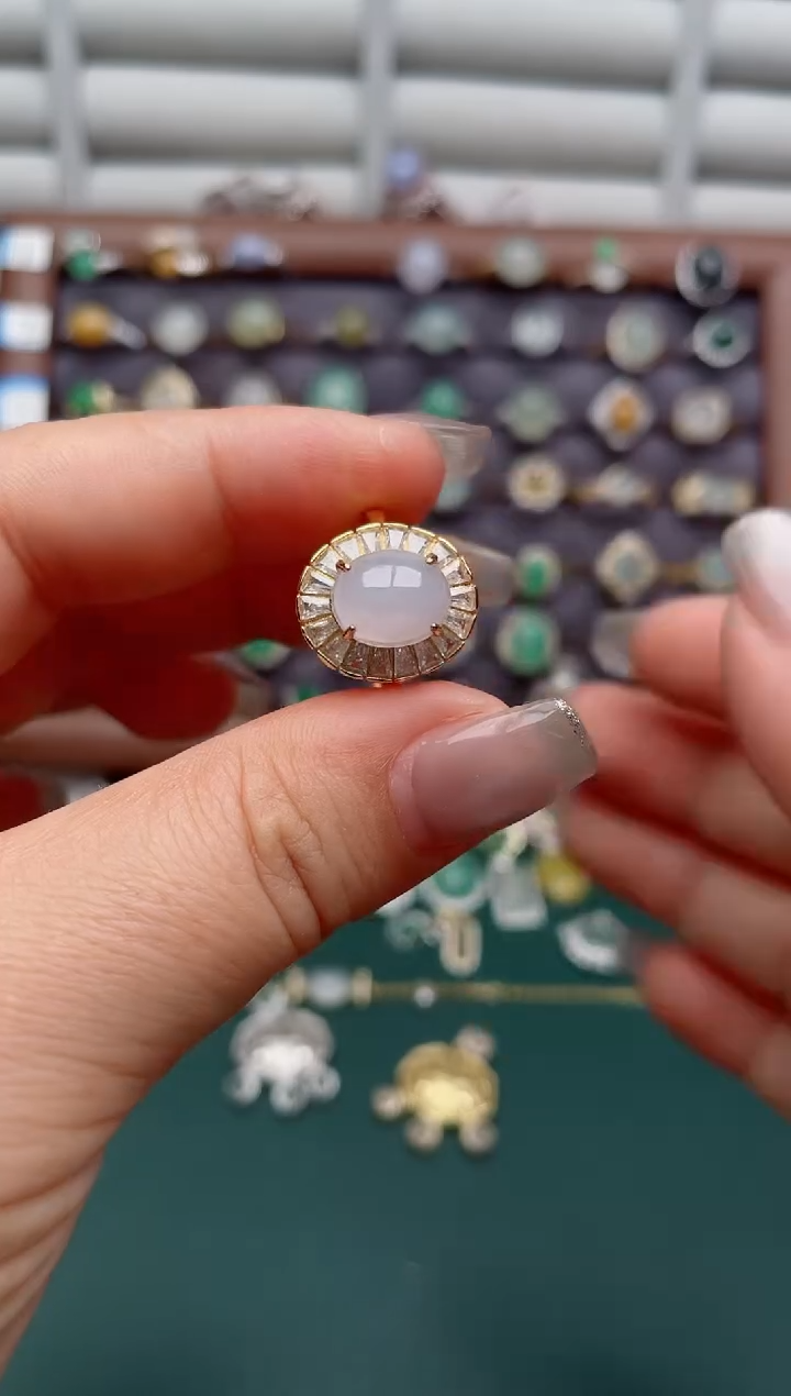 银S925镶嵌戒指翡翠.