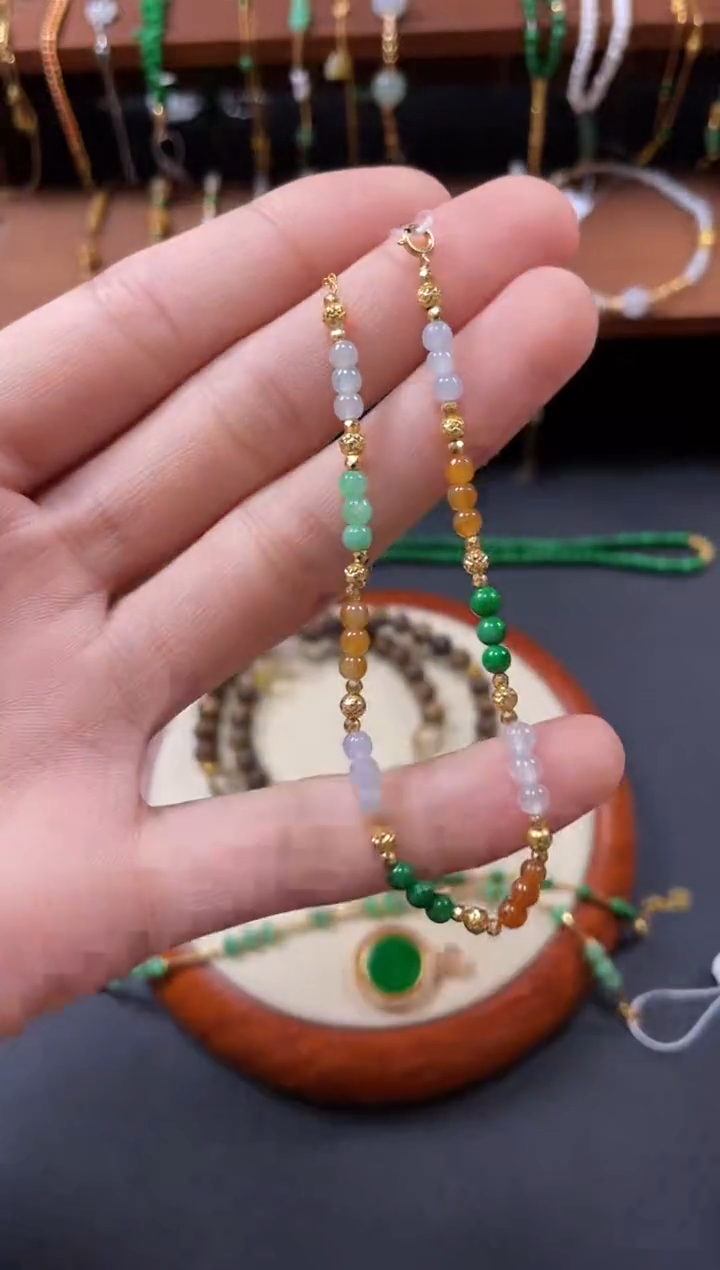 【闪购商品】翡翠套链18K金镶嵌一个  JK201