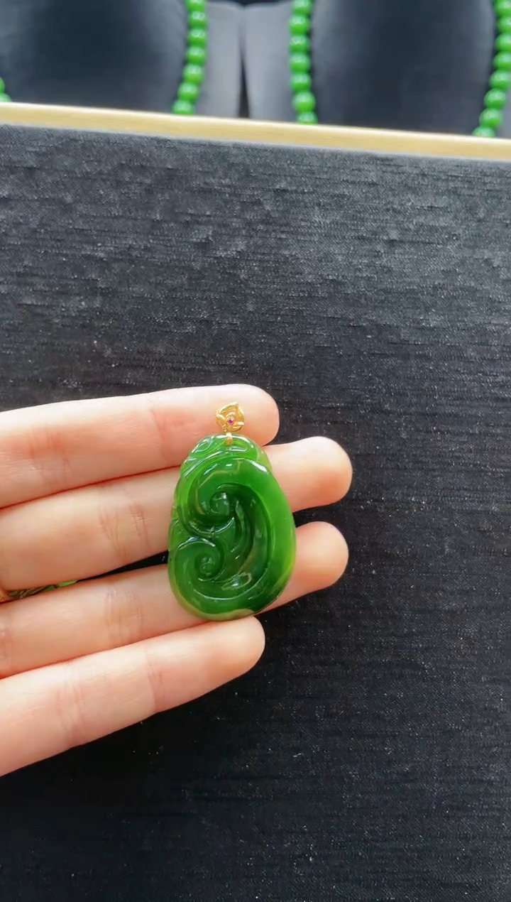 【闪购商品】和田玉吊坠18K金镶嵌多样性发一