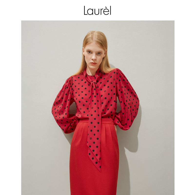 【粉丝专享】Laurel春夏复古飘带衬衫女LWD356C113DX