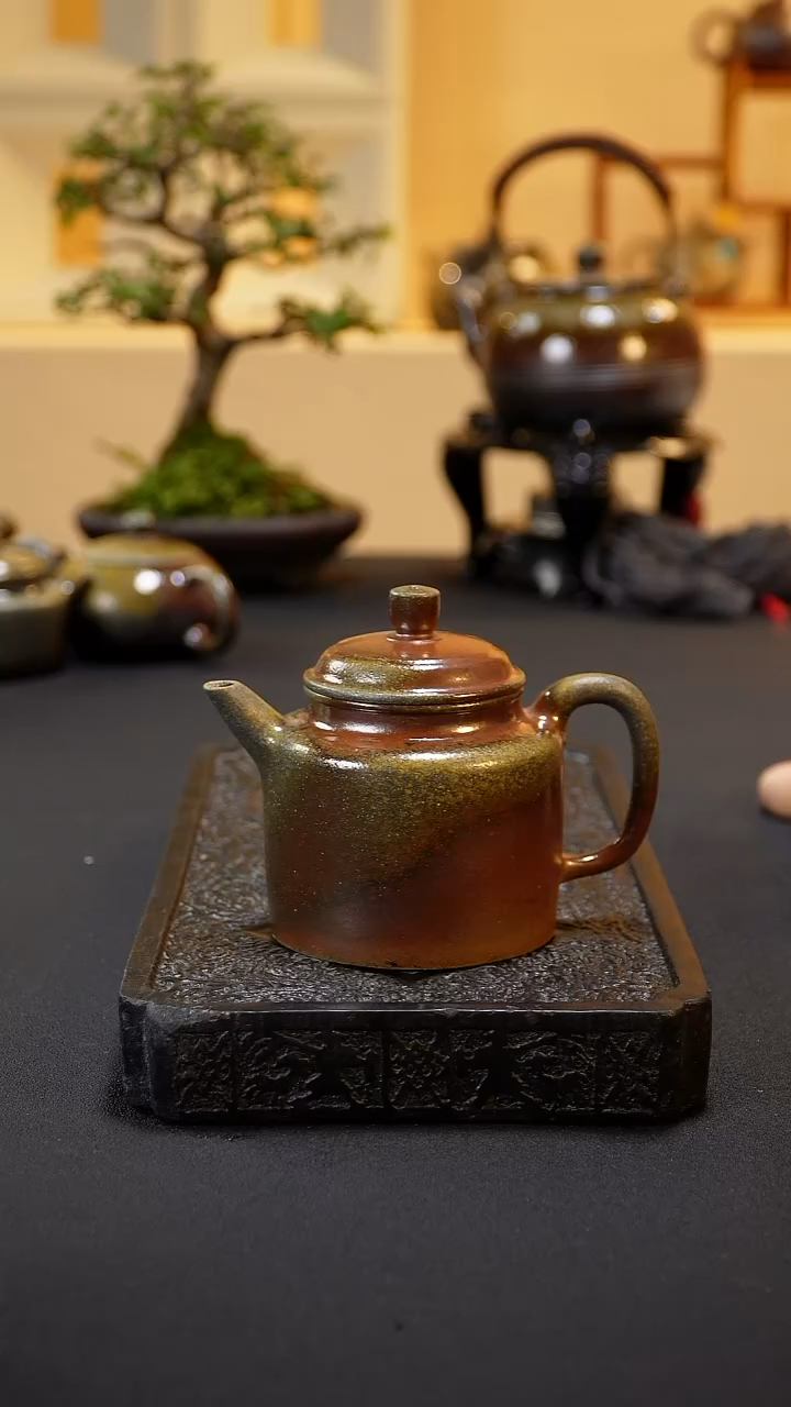 茶壶紫砂纯自然柴烧