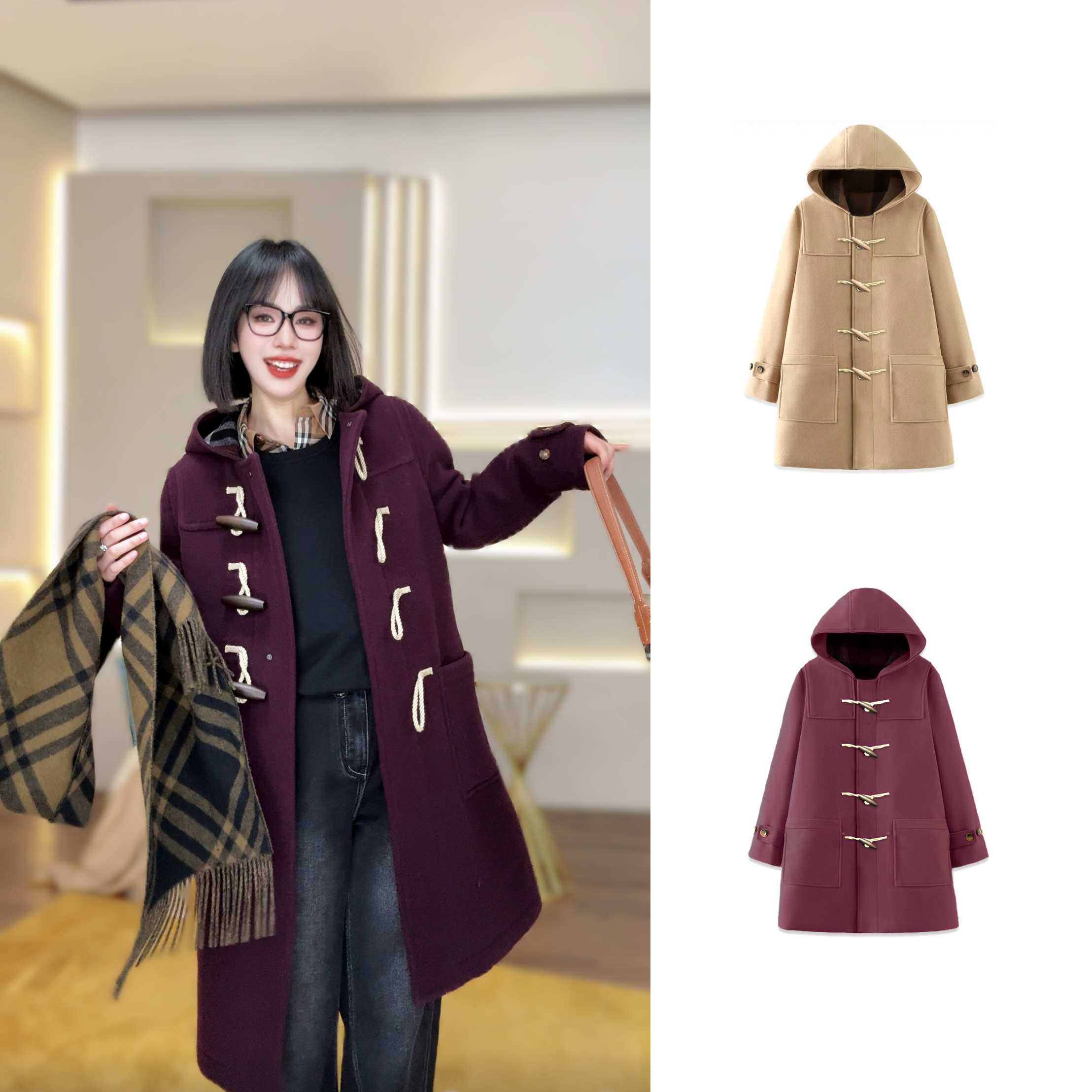 未使用 BURBERRY/博柏利 现货 时尚百搭牛角扣大衣 DY0097/DY0099