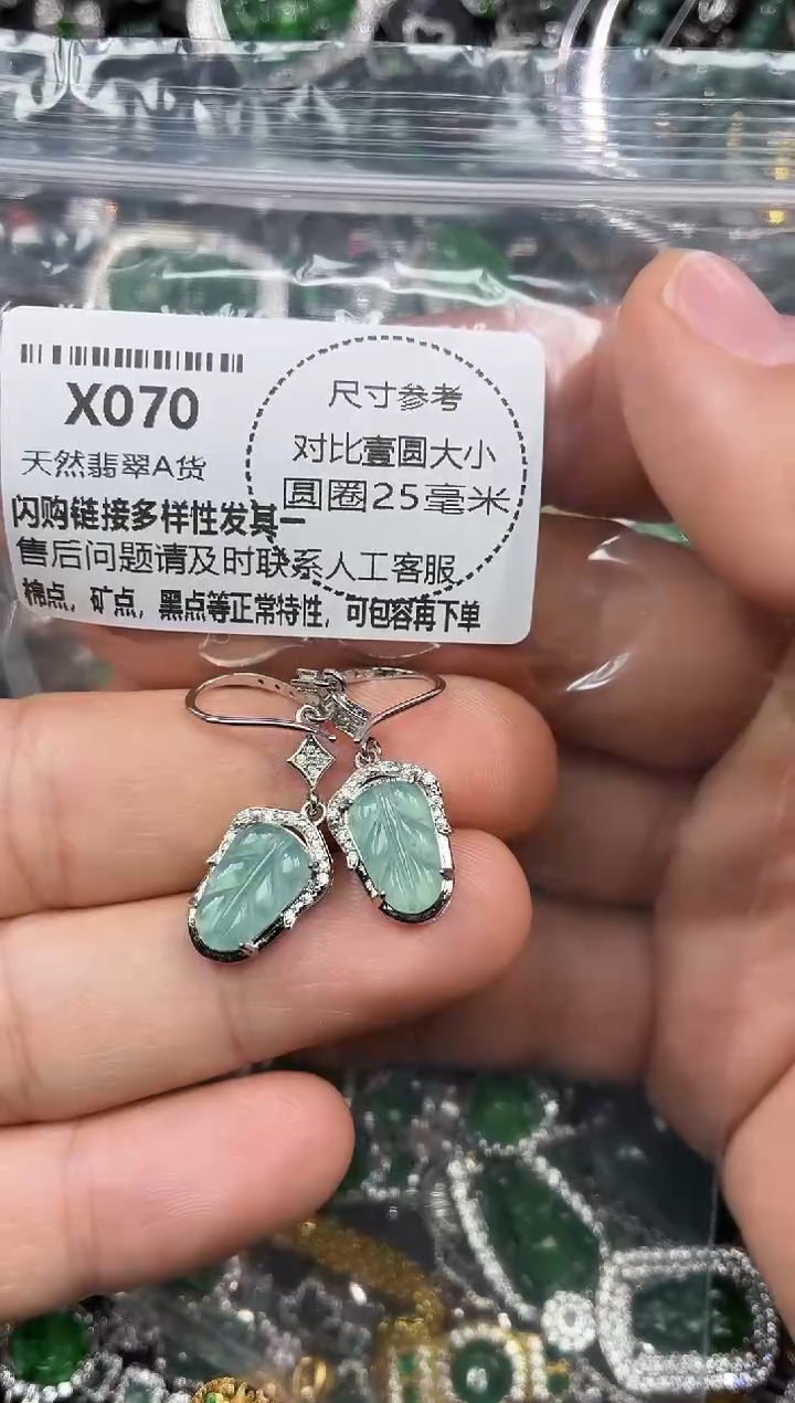 颈饰未镶嵌翡翠X070耳钩