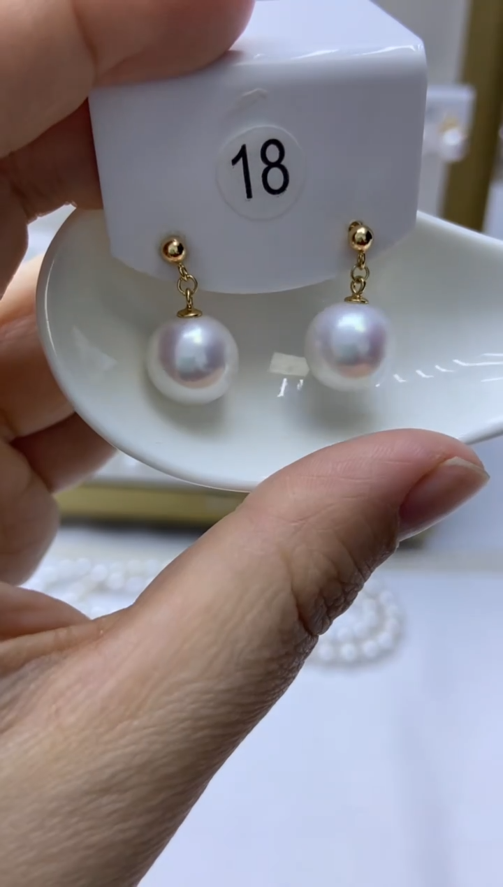 银S925镶嵌耳饰淡水珍珠18